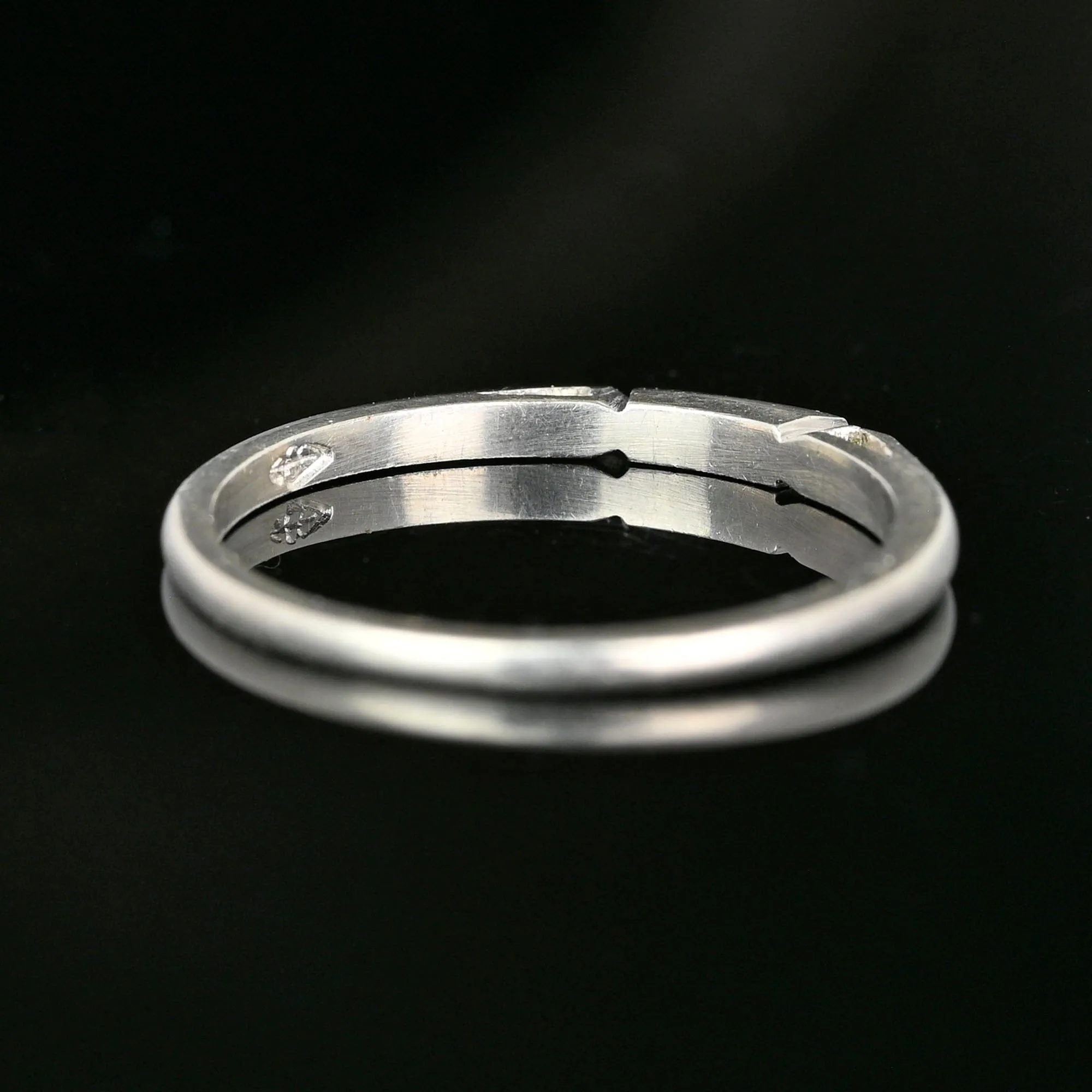 Vintage Geometric Platinum Wedding Ring Band