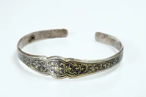 Vintage Kubachi Silver and Niello Delicate Cuff Bracelet