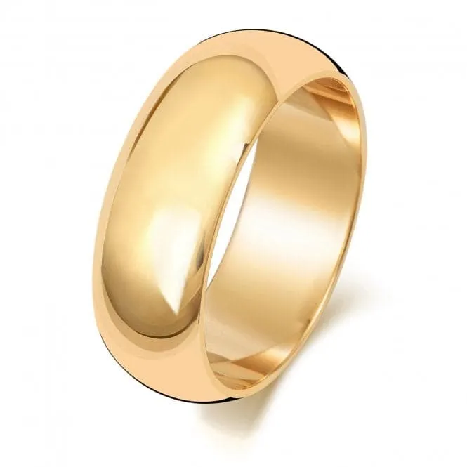 Wedding Band  9ct D Shape 7mm  Wedding  Ring W107L