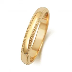 Wedding Band 9K D Shape Millgrain3 mm-1.15 Wedding  Ring W183M