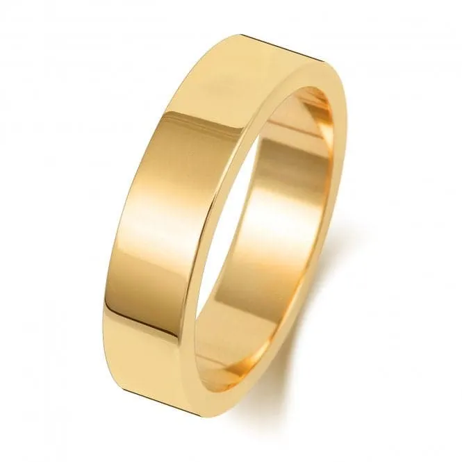 Wedding Band 9K Flat Flat 5 mm -1.75 Wedding  Ring W175H