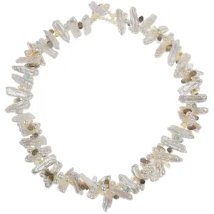 White Freshwater Pearl & Semi-Precious Stone Spiral Necklace