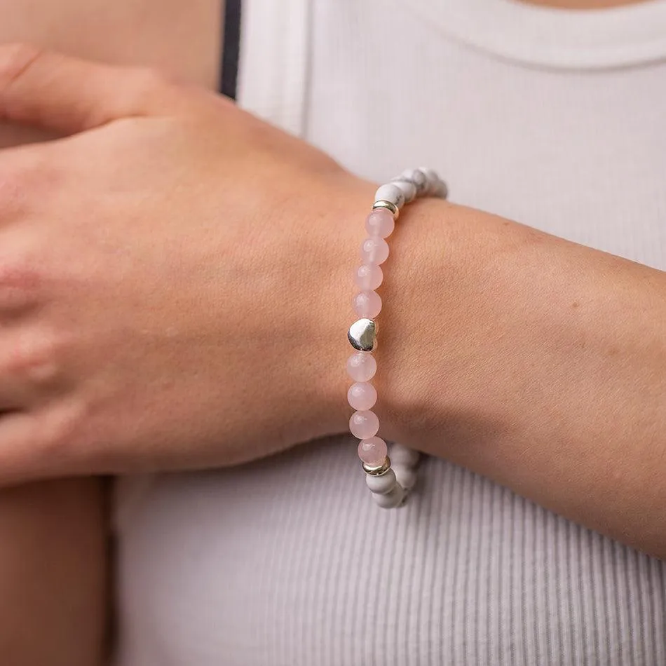 White Howlite and Rose Quartz Bracelet