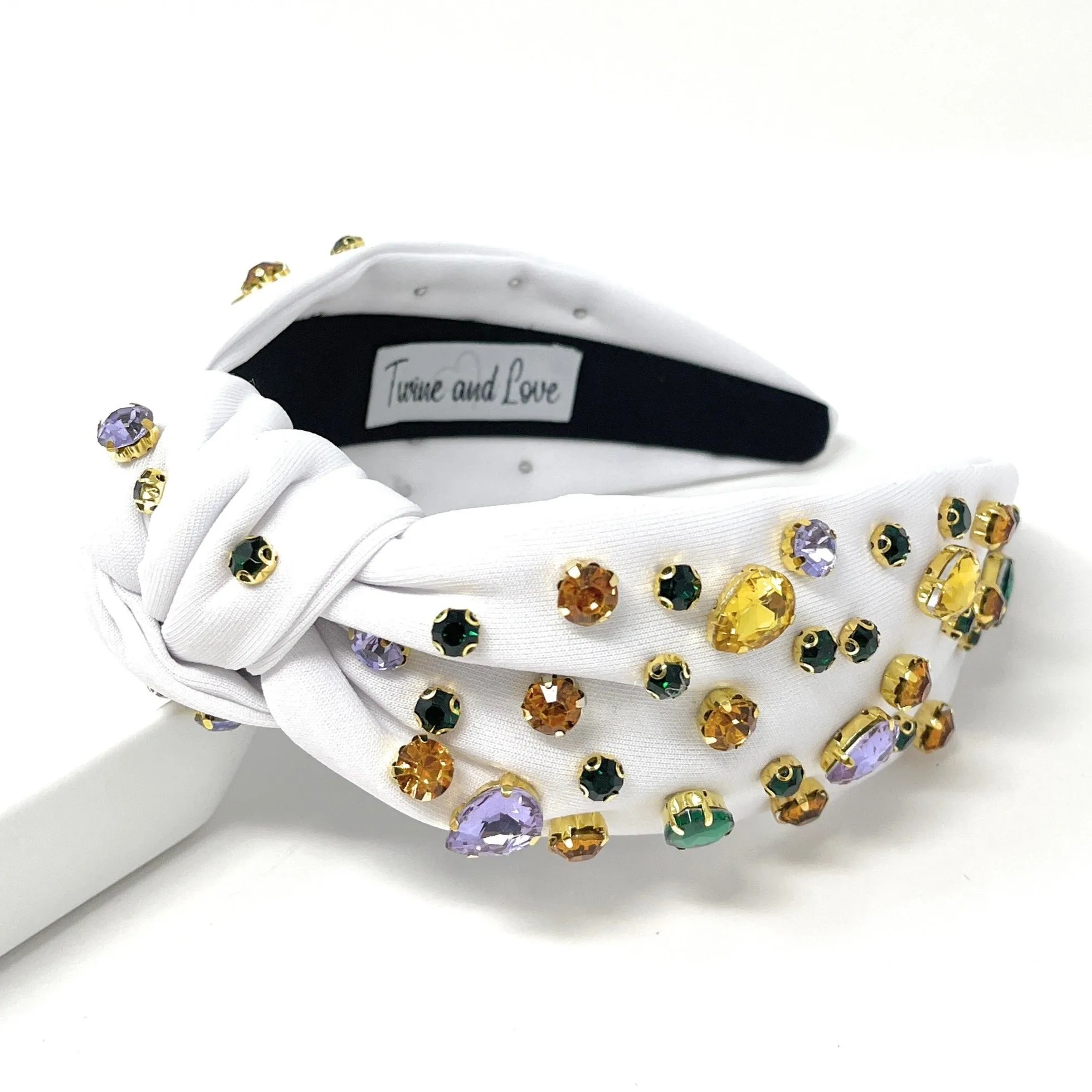 White Jeweled Knot Headband