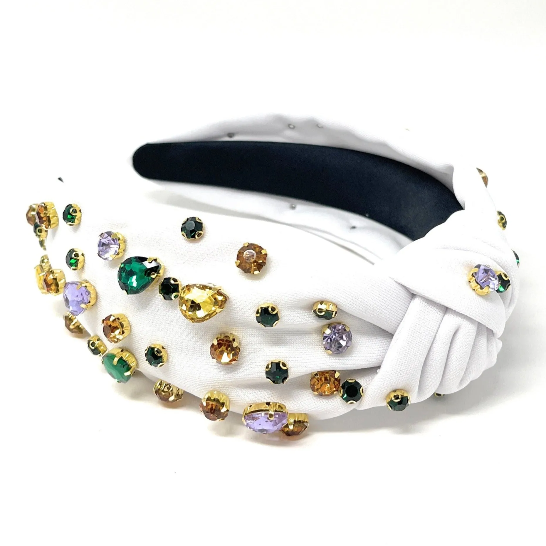 White Jeweled Knot Headband