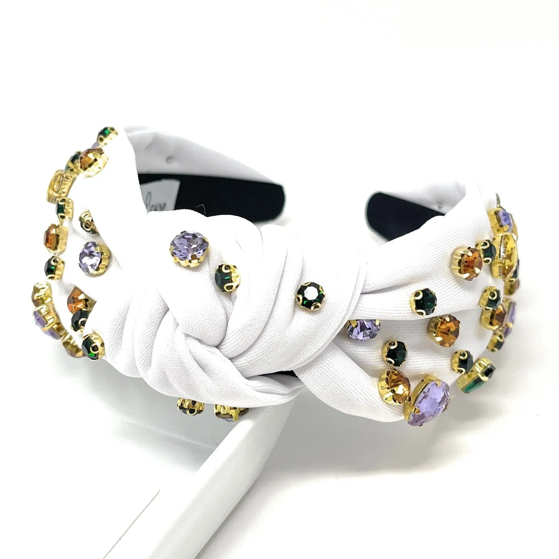 White Jeweled Knot Headband