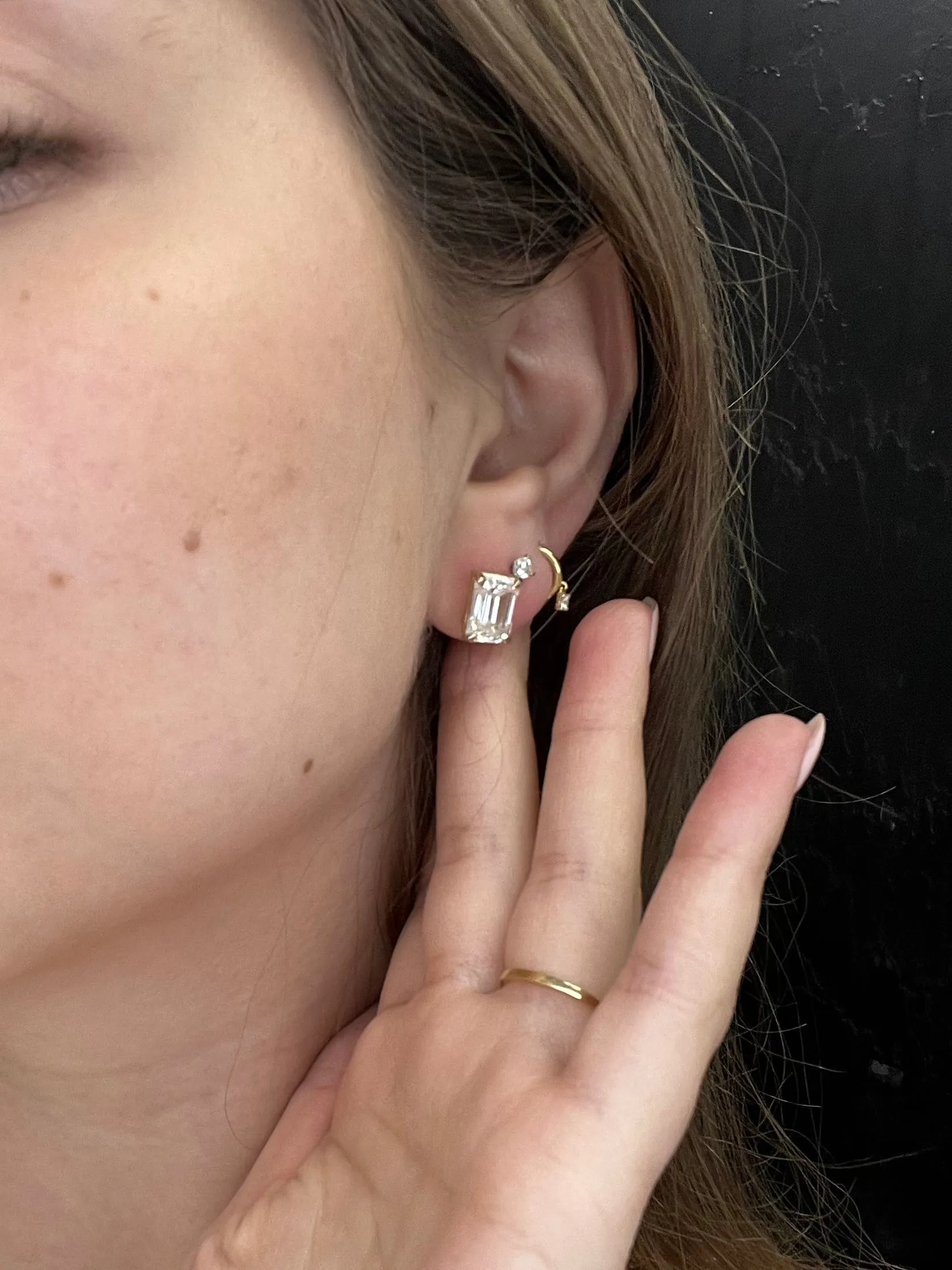 Whitney - Emerald Cut Studs