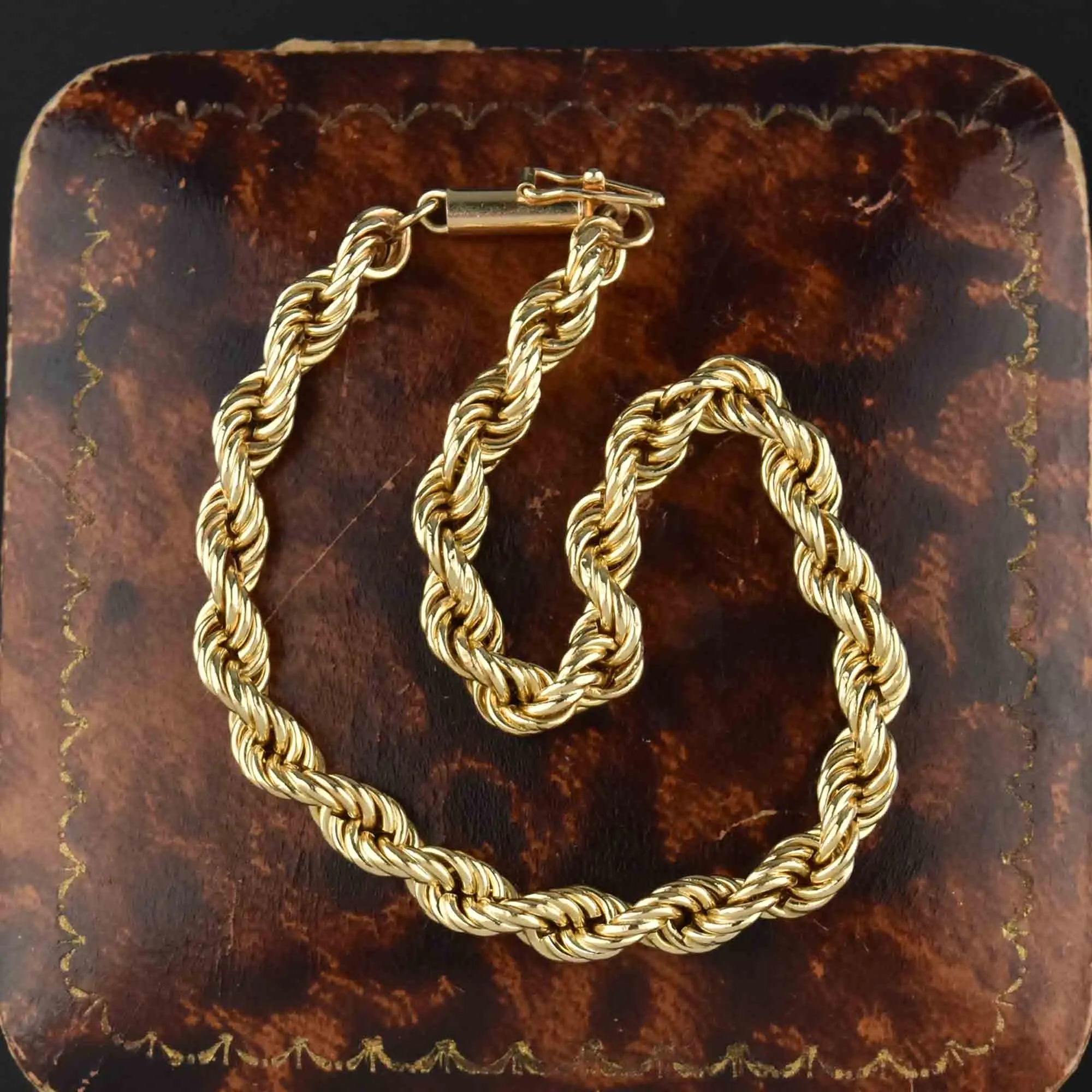 Wide 14K Gold French Rope Chain Bracelet