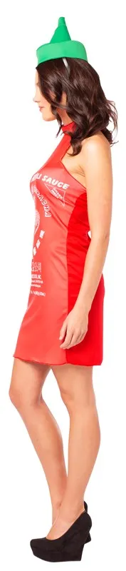 Womens Sriracha Sauce Dress & Headband Costume