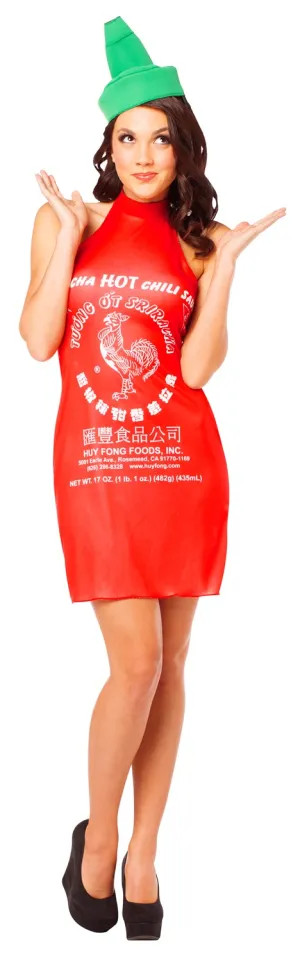 Womens Sriracha Sauce Dress & Headband Costume