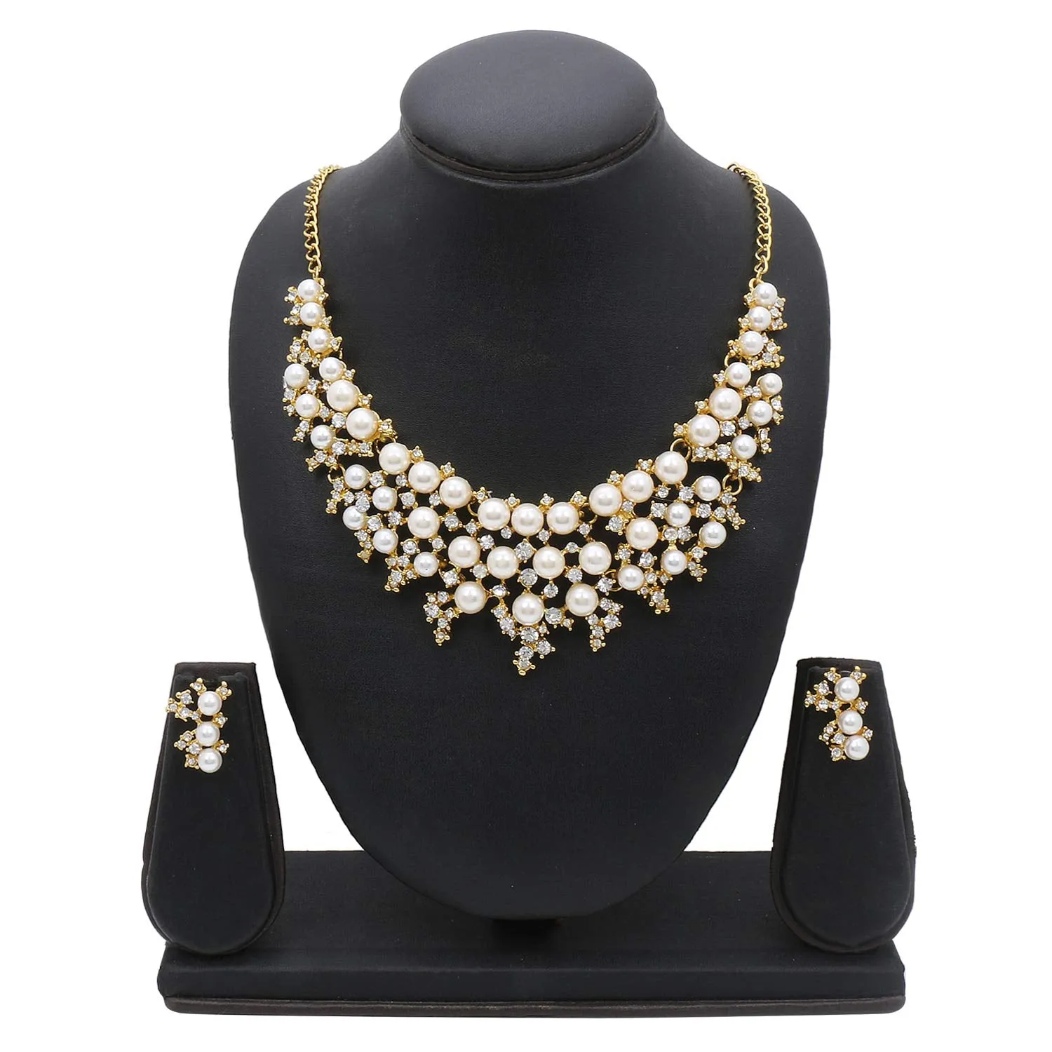 Yellow Chimes Latest Fashion Designer Pearl Gold Plated Pearl Choker Necklace Set with Earrings Jewellery Set For Women & Girls