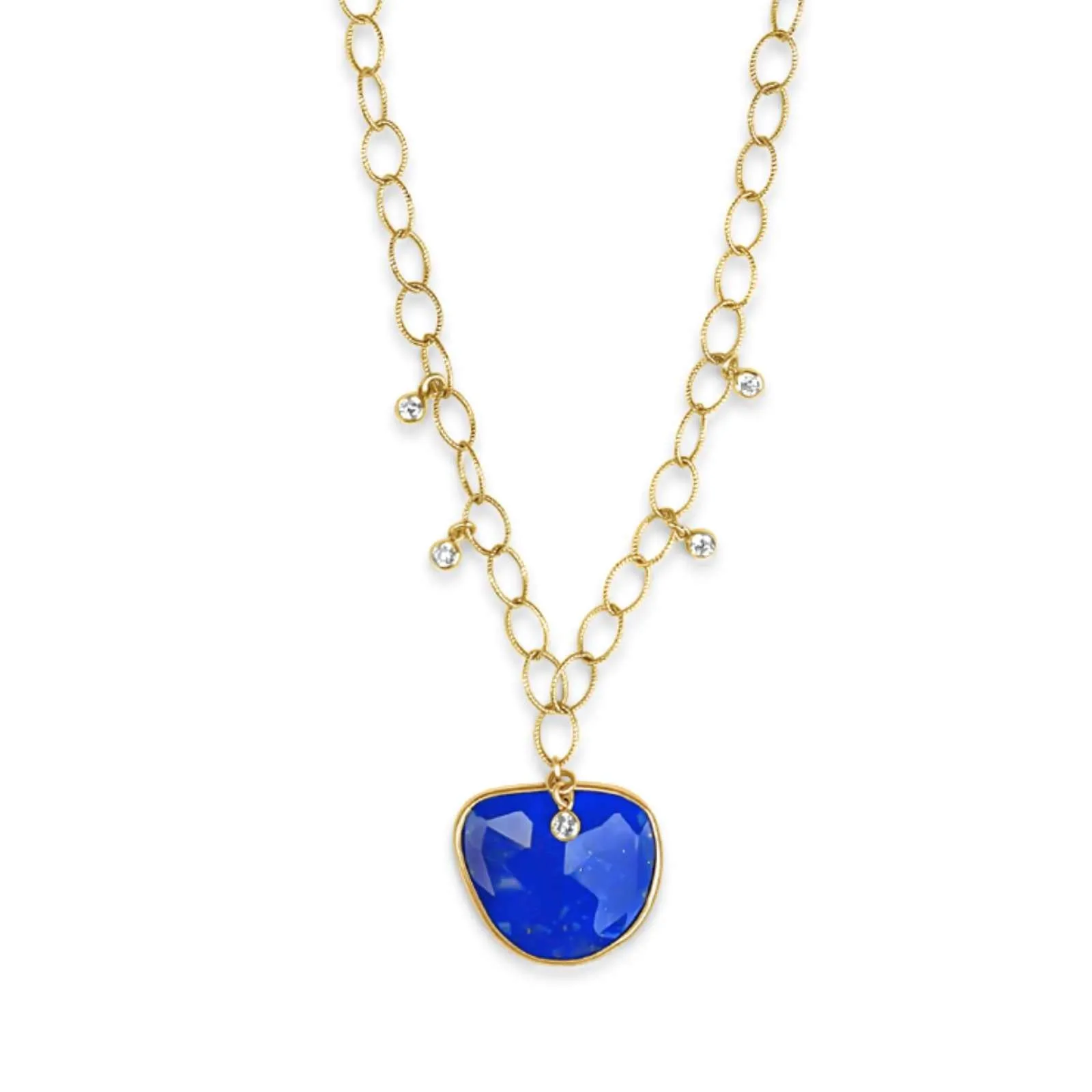 Yellow Gold Lapis Necklace