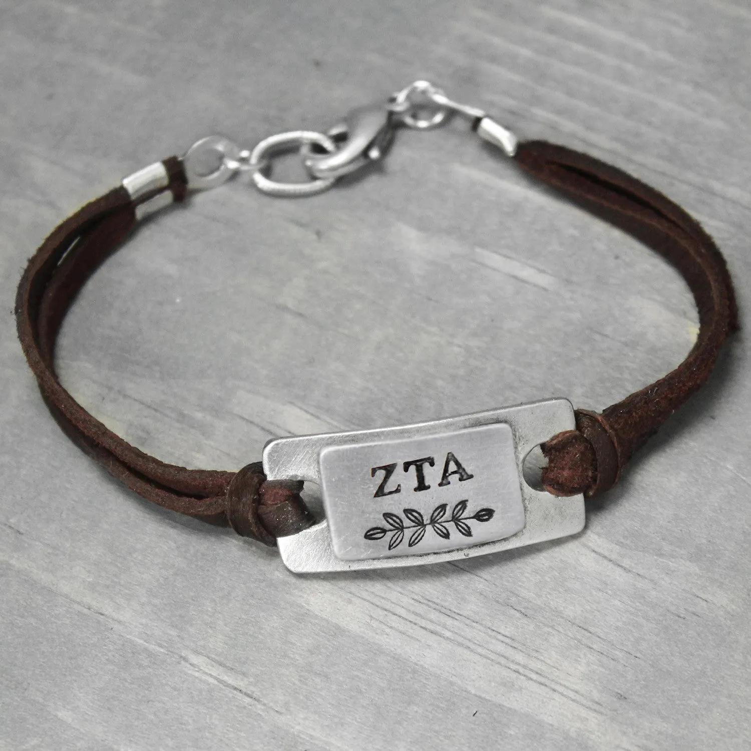 Zeta Tau Alpha Leather Bracelet