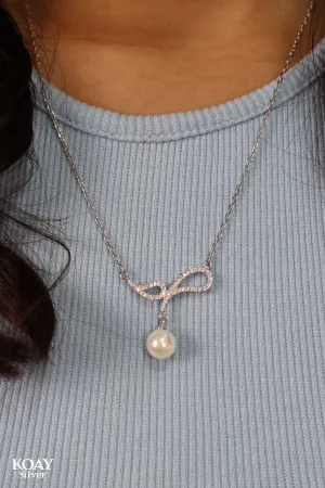 Zircon Infinity & Pearl Necklace