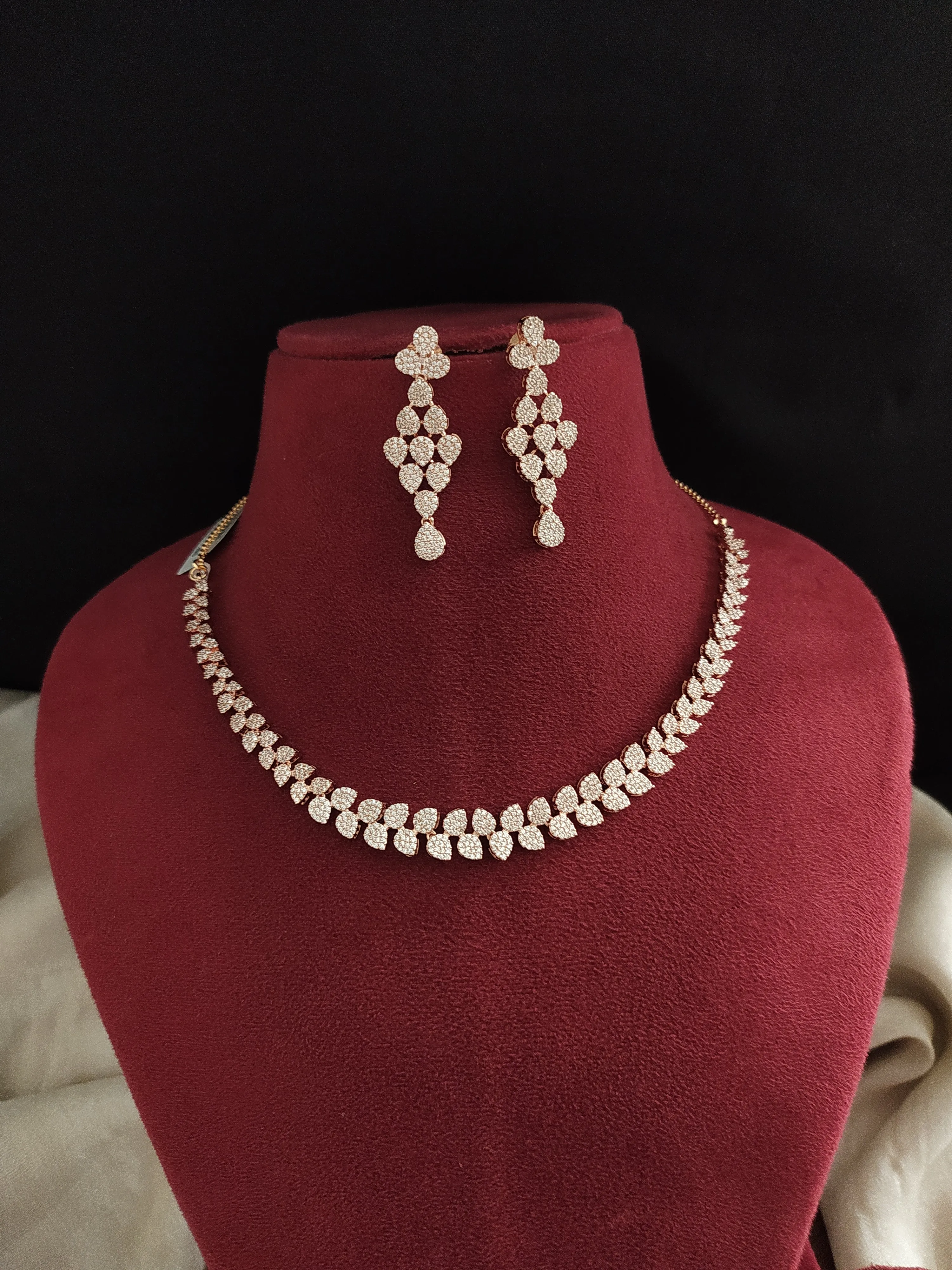 Zircon Necklace Set with Micro CZ Stones